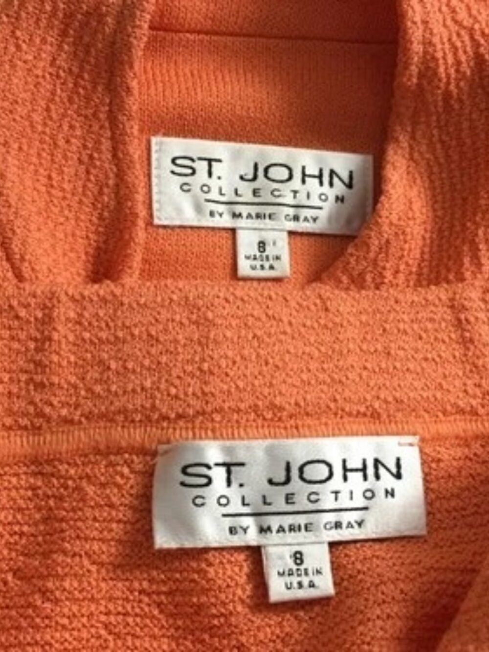 BEAUTIFUL St John collection knit orange jacket skirt suit size 8 - Picture 9 of 9